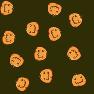 Seamless pattern face pumpkin halloween character cartoon vector Stock Illustration