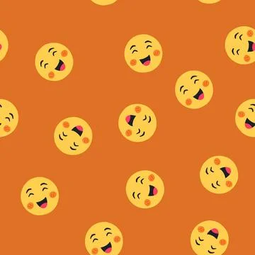 Seamless pattern face smiley cartoon vector Stock Illustration