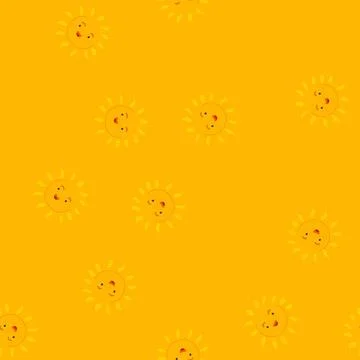 Seamless pattern face sun character cartoon vector イラスト素材