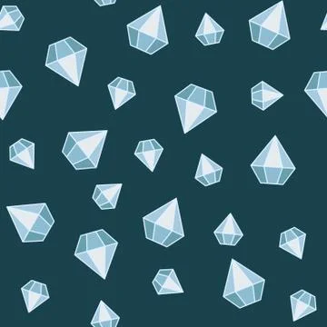 A seamless pattern with faceted crystals on monochromatic background Stock Illustration