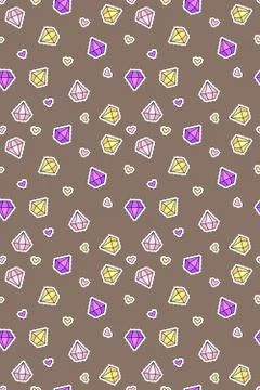 A seamless pattern with faceted crystals on monochromatic background Stock Illustration
