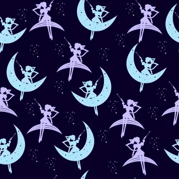 Seamless Pattern with Fairy flying vector illustration for girl Stockillustratie