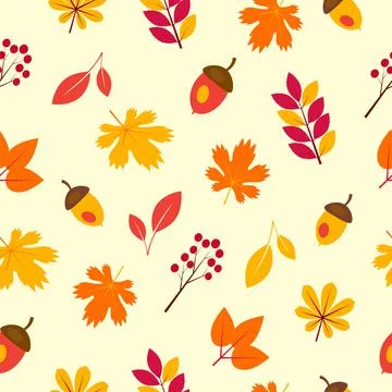 Seamless pattern with fall autumn leaves maple 스톡 일러스트