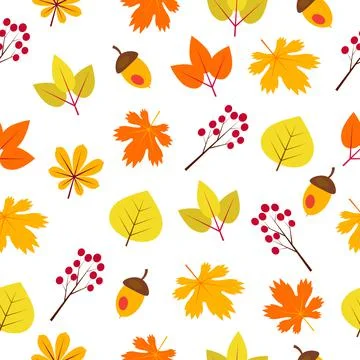 Seamless pattern with fall autumn leaves Stock Illustration