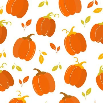 Seamless pattern with fall autumn leaves, pumpkin Illustrazione stock
