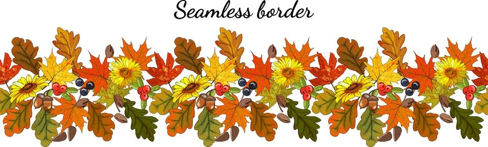 Seamless pattern with fall maple leaves izolate on white. Vector illustration Stock Illustration