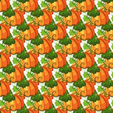 Seamless pattern with fall orange pumpkin Stock Illustration