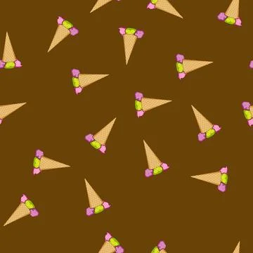 Seamless pattern Fallen colorful melting ice cream cone Stock-Illustration