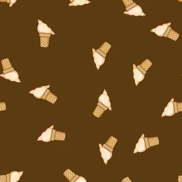 Seamless pattern Fallen ice cream melting from a waffle cone Stock Illustration