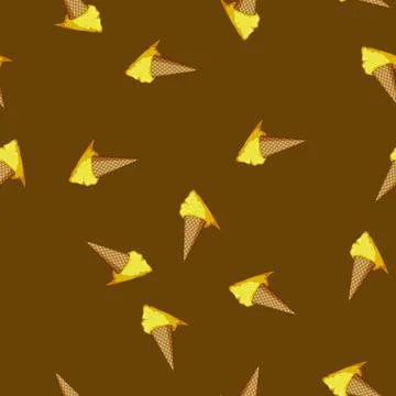 Seamless pattern Fallen ice cream cone melting on the ground Stock-Illustration