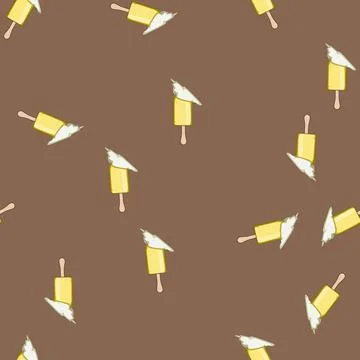 Seamless pattern Fallen melting yellow ice cream popsicle summer dessert Illustration