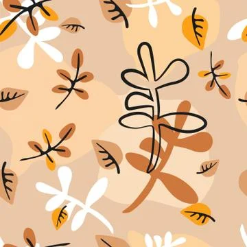 Seamless pattern of falling autumn foliage. Stock Illustration