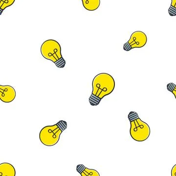 Seamless pattern with falling big and small light bulbs Stock Illustration