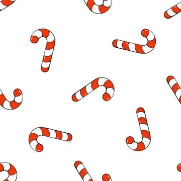 Seamless pattern with falling candy canes Stock Illustration