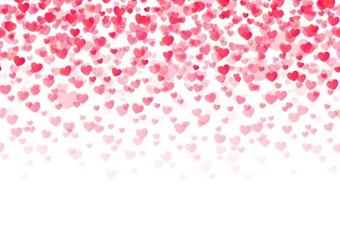 Seamless pattern with falling confetti hearts for Valentines day. Stock Illustration