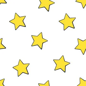 Seamless pattern with falling cute yellow stars Stock Illustration