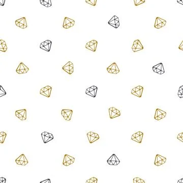 Seamless pattern with falling doodles of diamonds Stock Illustration