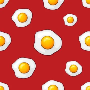Seamless pattern with falling fried eggs Stock Illustration