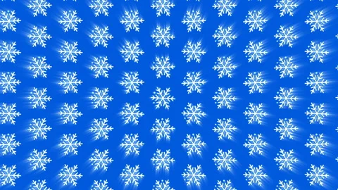 Seamless pattern falling glowing geometric snowflakes on blue background Stock Footage 98708915