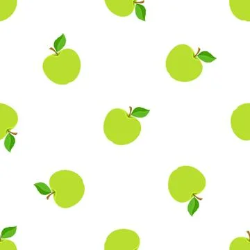 Seamless pattern with falling green apples Stock Illustration