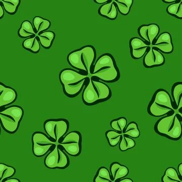 Seamless pattern with falling green clover leafs Stock Illustration