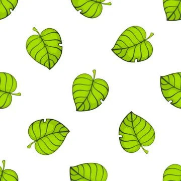 Seamless pattern with falling green tree leafs 스톡 일러스트