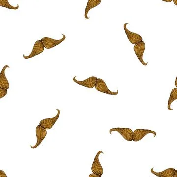 Seamless pattern with falling hipsters mustache Stock Illustration