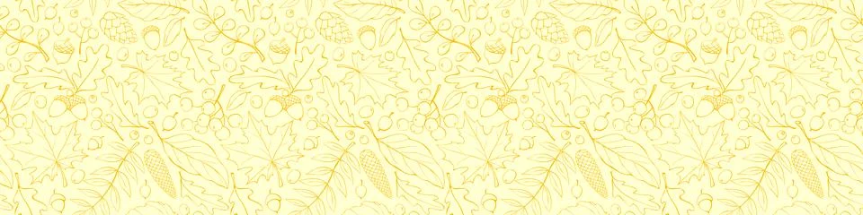Seamless pattern falling leaves, acorns, berries, cones. Vector light autumn  Stock Illustration