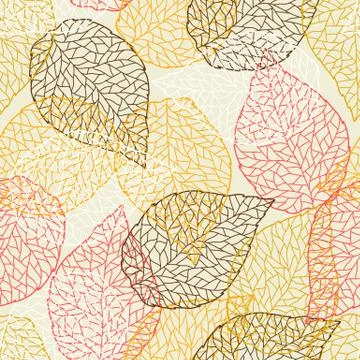 Seamless pattern with falling leaves. 스톡 일러스트