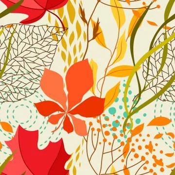 Seamless pattern with falling leaves. Stock Illustration