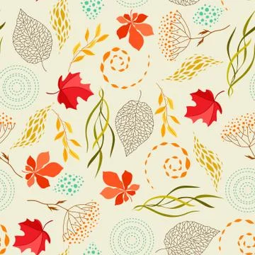Seamless pattern with falling leaves. Stock Illustration