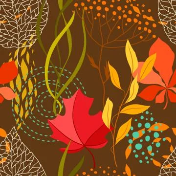 Seamless pattern with falling leaves. Stock Illustration