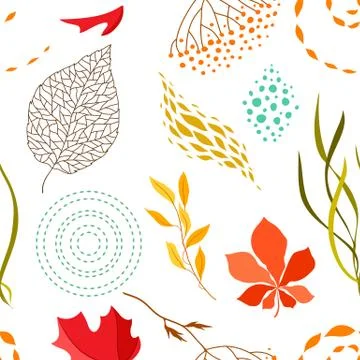 Seamless pattern with falling leaves. Stock Illustration
