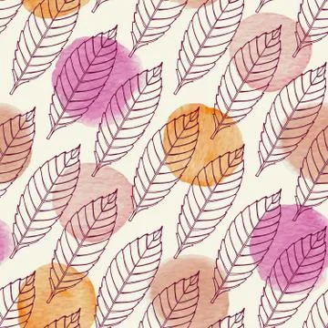 Seamless pattern with falling leaves Stock Illustration