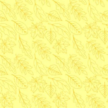 Seamless pattern falling leaves. Vector autumn texture isolated, hand drawn i Stock Illustration