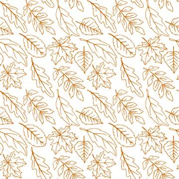 Seamless pattern falling leaves. Vector autumn texture isolated on white back Stock Illustration