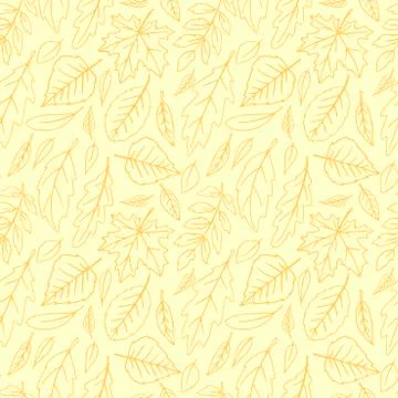 Seamless pattern falling leaves. Vector autumn texture isolated, hand drawn i Stock Illustration