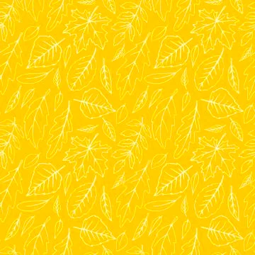 Seamless pattern falling leaves. Vector autumn texture isolated, hand drawn i Stock Illustration