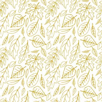 Seamless pattern falling leaves. Vector autumn texture isolated on white back Stock Illustration