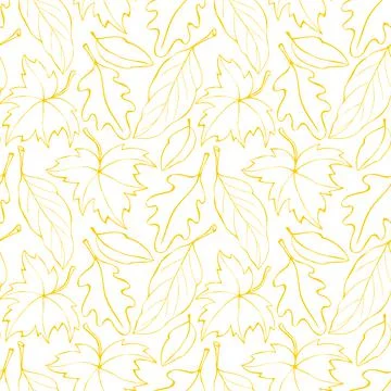 Seamless pattern falling leaves. Vector autumn texture isolated, hand drawn i Stock Illustration