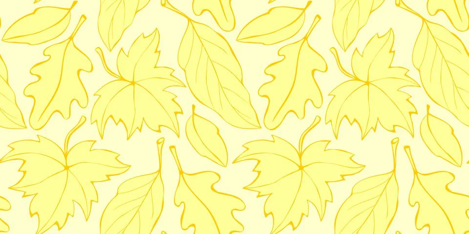 Seamless pattern falling leaves. Vector autumn texture isolated, flat style,  Stock Illustration