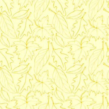 Seamless pattern falling leaves. Vector autumn texture isolated, hand drawn i Stock Illustration