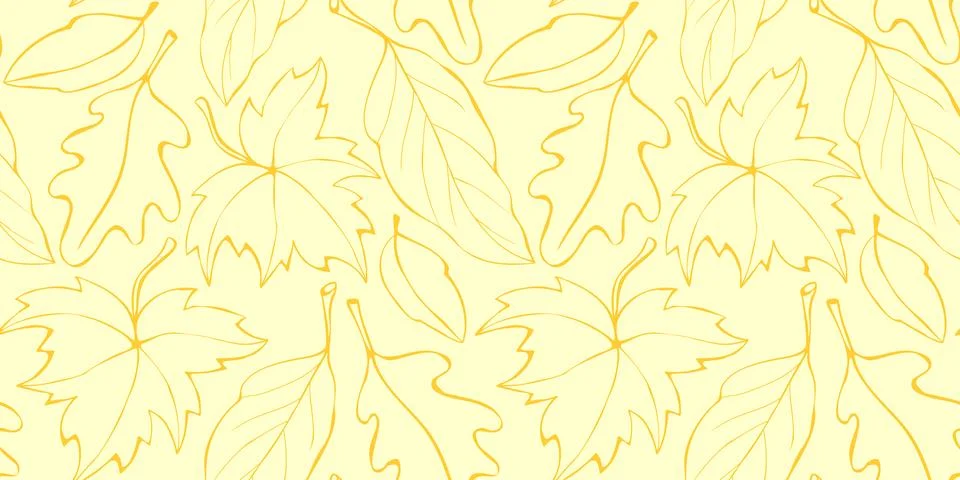 Seamless pattern falling leaves. Vector autumn texture isolated, hand drawn i Stock Illustration