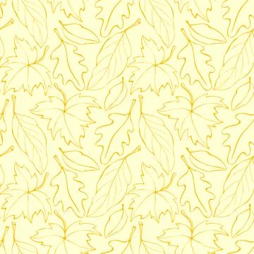 Seamless pattern falling leaves. Vector autumn texture isolated, hand drawn i Stock Illustration
