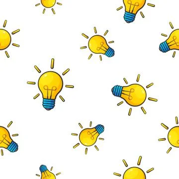 Seamless pattern with falling light bulbs Stock Illustration