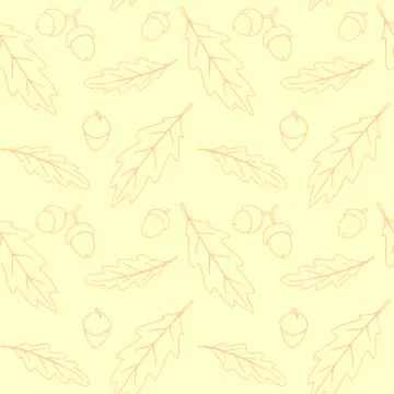 Seamless pattern with falling oak leaves, acorns. Vector autumn texture isola Stock Illustration