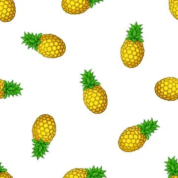 Seamless pattern with falling pineapples Stock Illustration