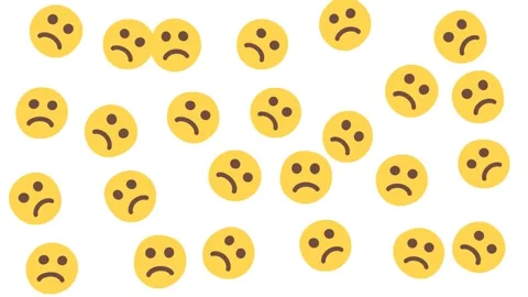 Seamless pattern of falling sad face emojis on white background for 2025 Stock Footage 344875289