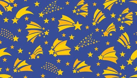 Seamless pattern with falling stars in flat style. Playful and dreamy cosmic  Stock Illustration