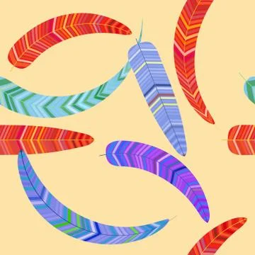 Seamless pattern of fancy feathers, vector illustration Illustrazione stock